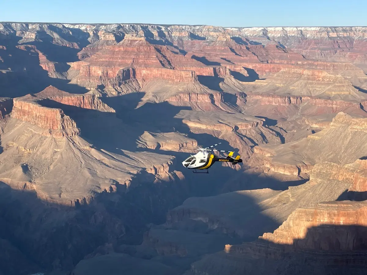 A helicopter over the Grand Canyon