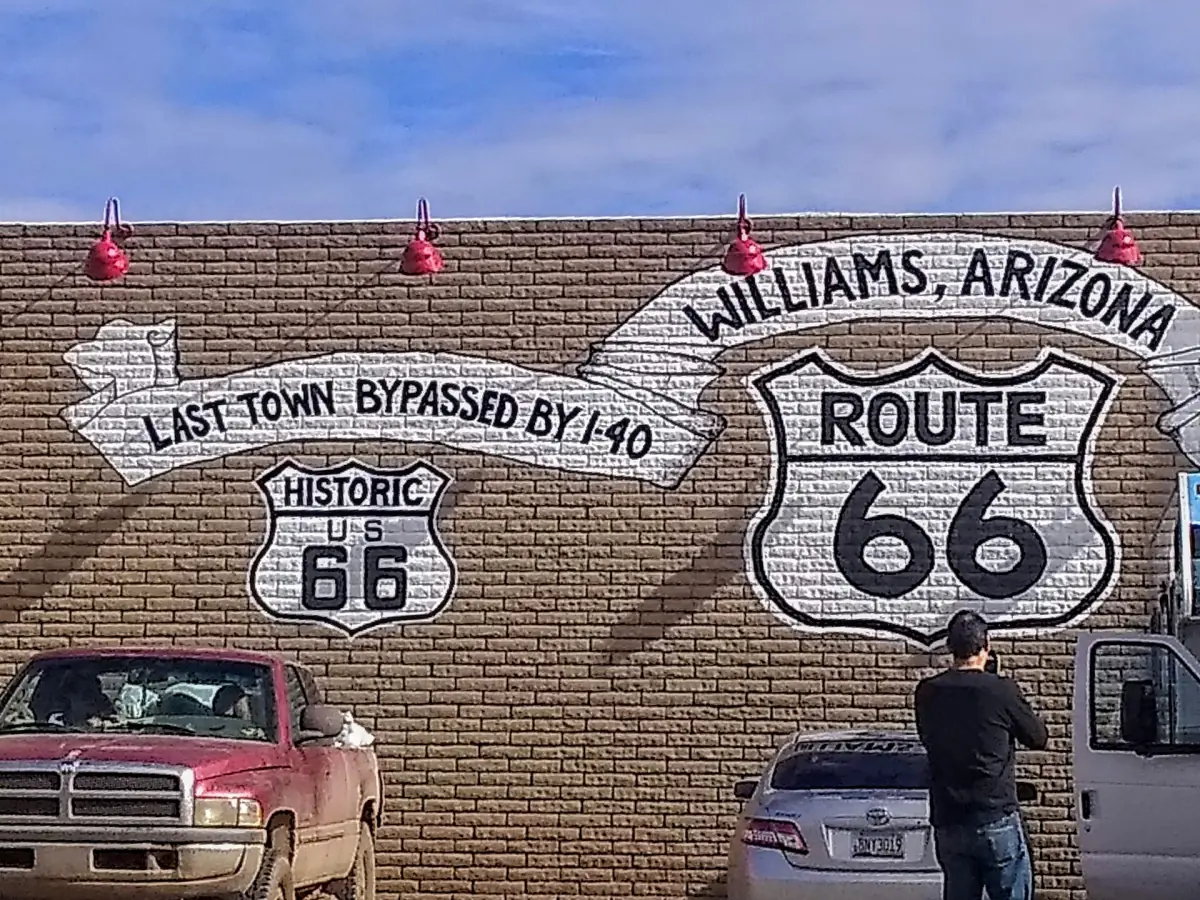 A Route 66 mural in Williams, Arizona